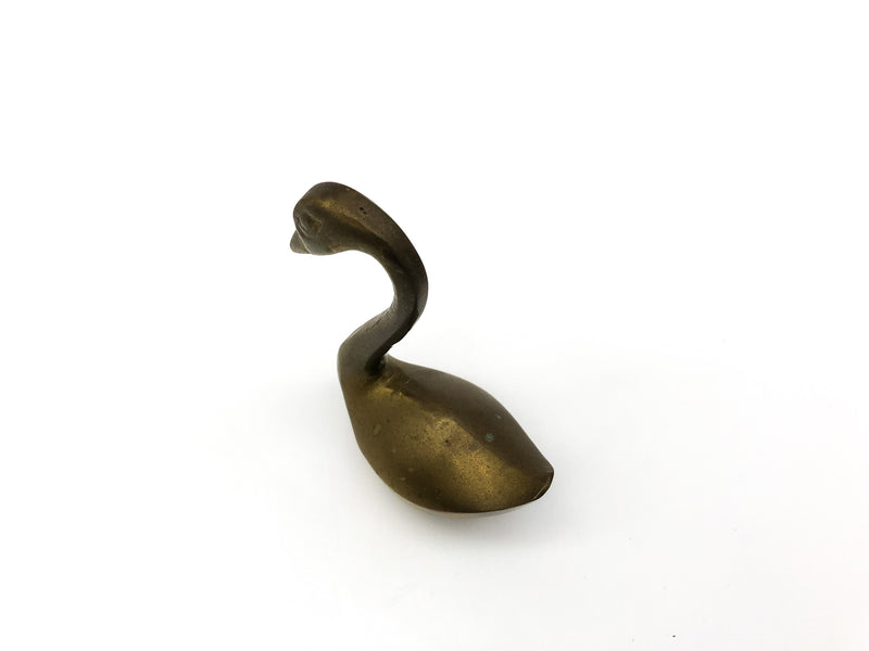 Vintage Solid Brass Swan Goose Figurine Statue India Mid Century Modern 3.5in