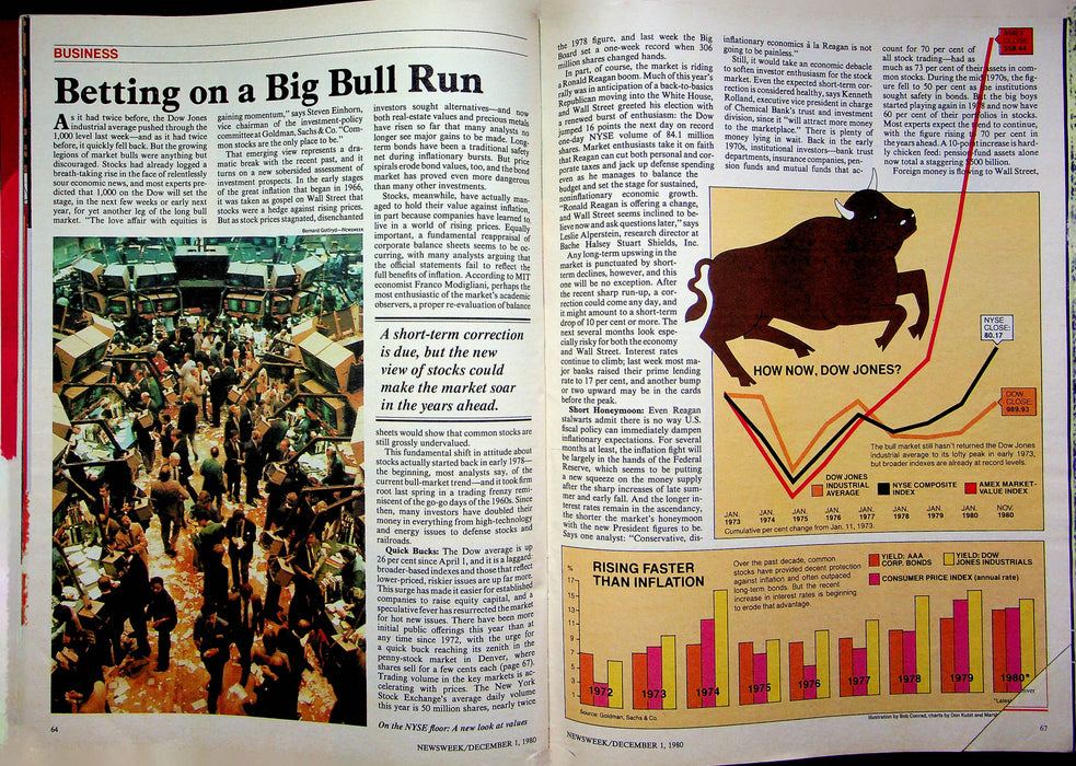 Newsweek Magazine December 1 1980 Wallstreet Bull Prediction Reagan Visits DC 3