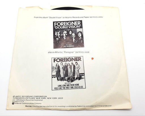 Foreigner Double Vision 45 RPM Single Record Atlantic Records 1978 3514 2