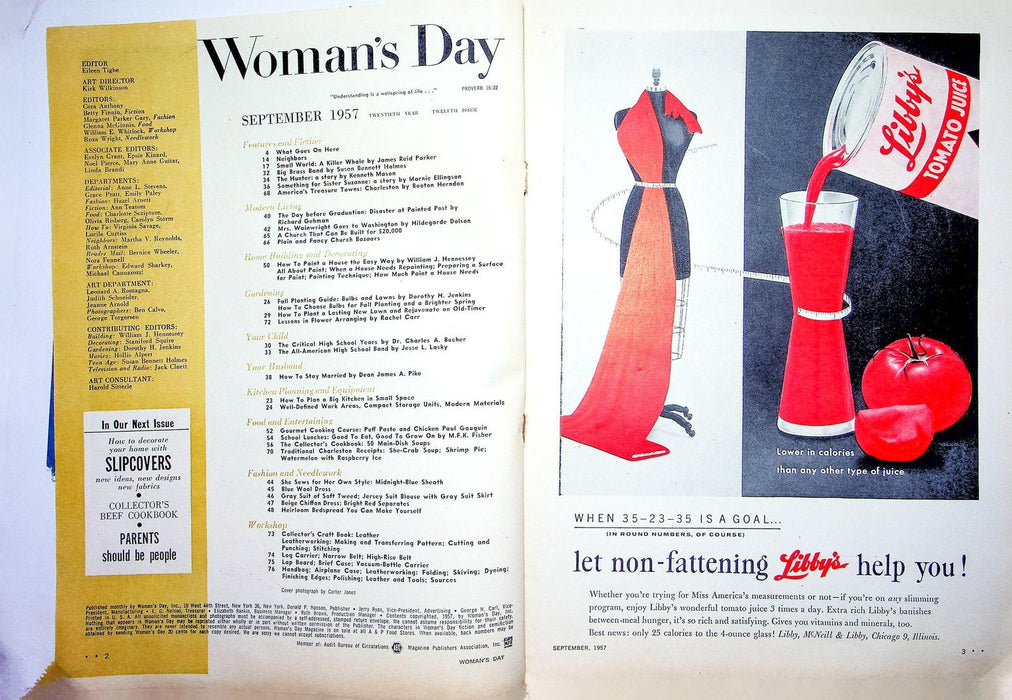 Woman's Day Magazine September 1957 How To Stay Married Libby's Tomato Juice