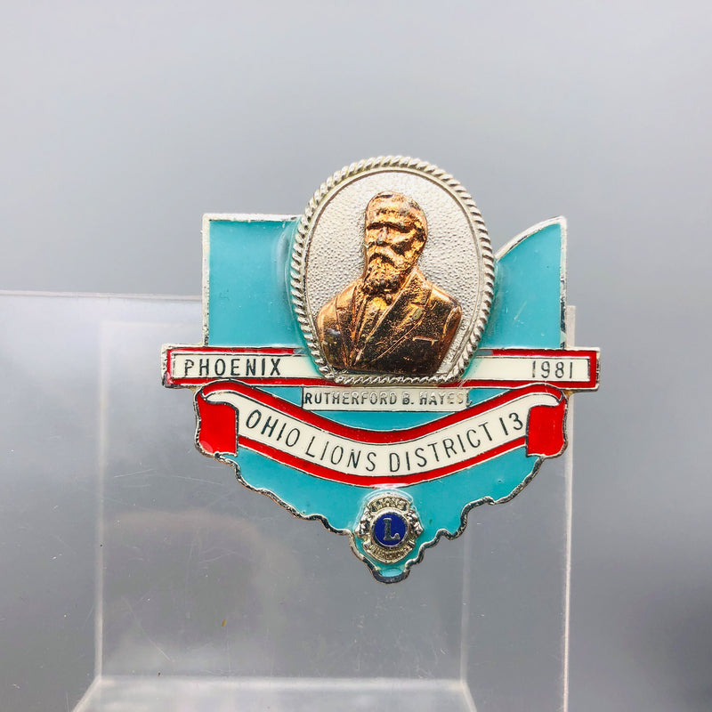 Vintage Lions Club Lapel Pin Presidential Series B Rutherford B Hayes Ohio 13