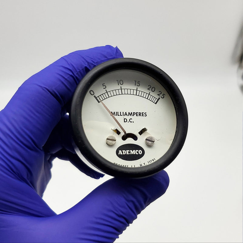 Ademco Ammeter Dial No 239 0 to 25 mA DC 2-3/4" Face w/ Mount USA Made NOS