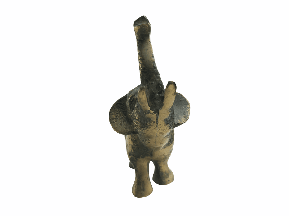 Brass Elephant Figurine Tusks Trunk Raised African Safari Vintage 3