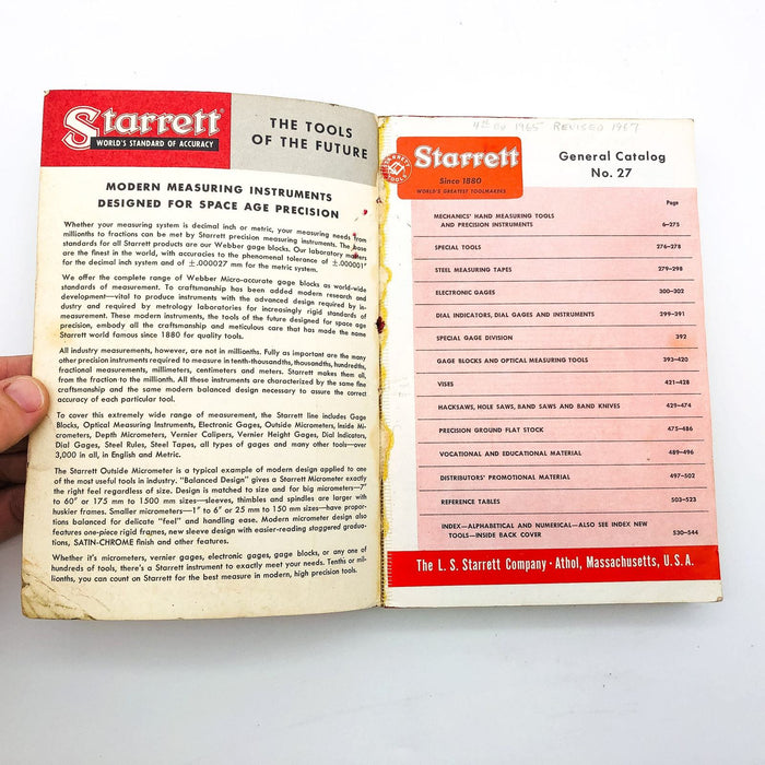 Starrett Tools Catalog No 27 Fourth Edition Pamphlet 1967 Measuring Precision 7