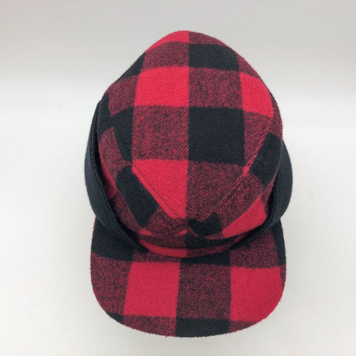 Dorfman Pacific Hat Medium Hunter Lumberjack Red Plaid Flannel Crown Cap Wool