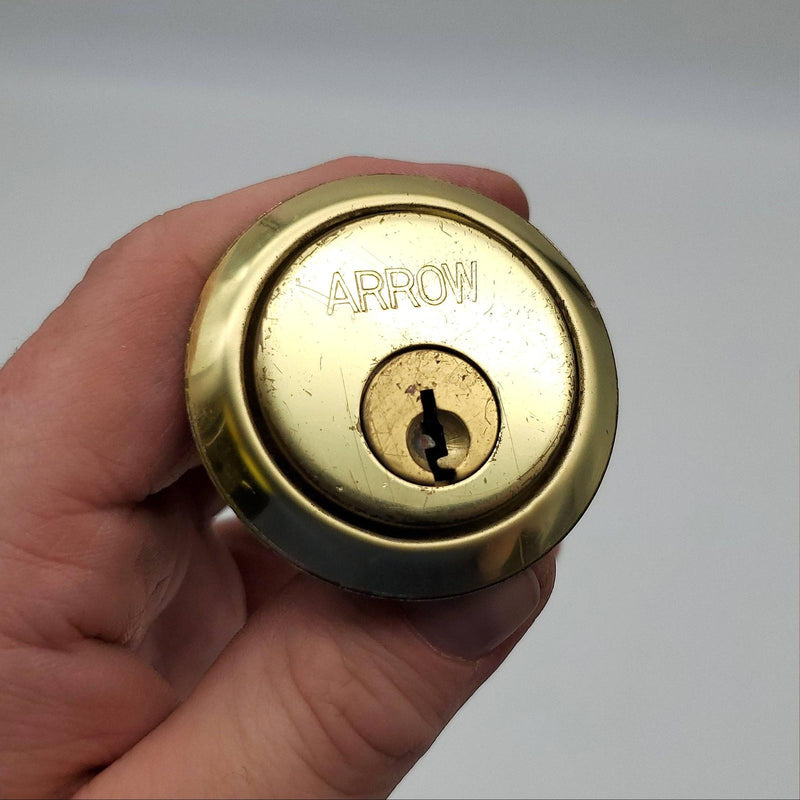 Arrow Rim Cylinder Lock RC62 X3 1-1/4" Length E Keyway Bright Brass Vintage NOS