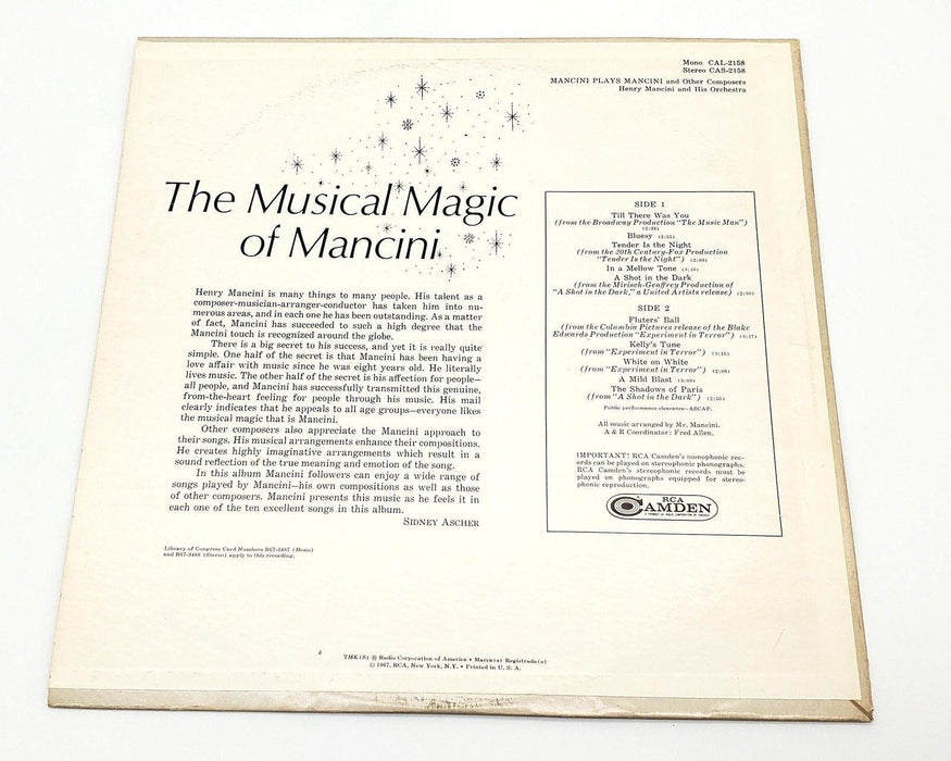 Henry Mancini Plays Mancini And Other Composers 33 RPM LP Record RCA 1967 2