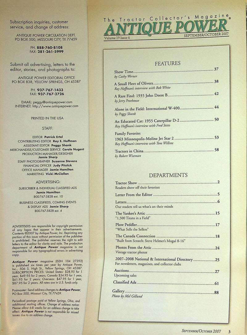 Antique Power Magazine October 2007 Vol 19 # 6 63 M-M Jet Star 2