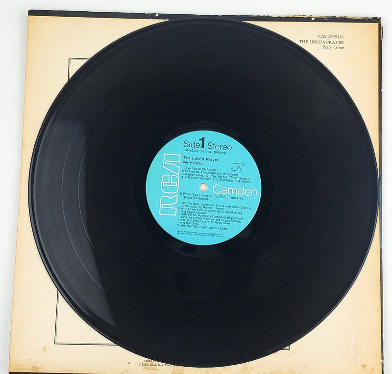 Perry Como The Lord's Prayer Record 33 RPM LP CAS-2299 Camden 1969 3