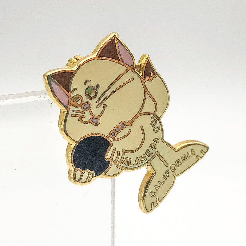 California Bowling Lapel Pin Pinback Almeda County Kitty Cat Kitten Wiskers Ball 4