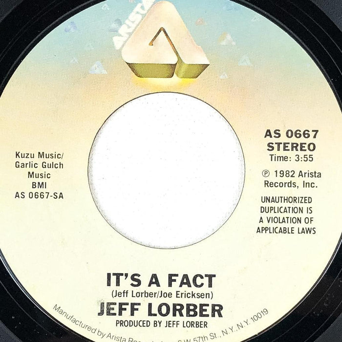 Jeff Lorber 45 RPM Record It's A Fact / Warm Springs Arista 1982 AS 0667 1