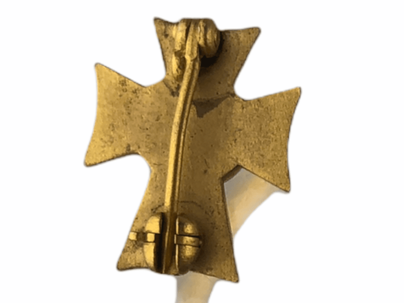 Vintage Holy Cross Filigree Lapel Pin Initials Y. P. L. L. Gold White Red 4