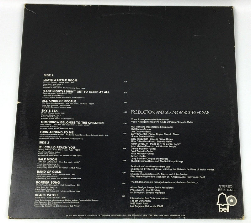 The 5th Dimension Individually & Collectively Record LP Bell Records 1972 2