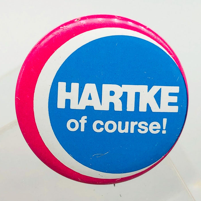 Hartke Of Course Button Pin 1.25" Indiana Senator Presidential Campaign Pink 3