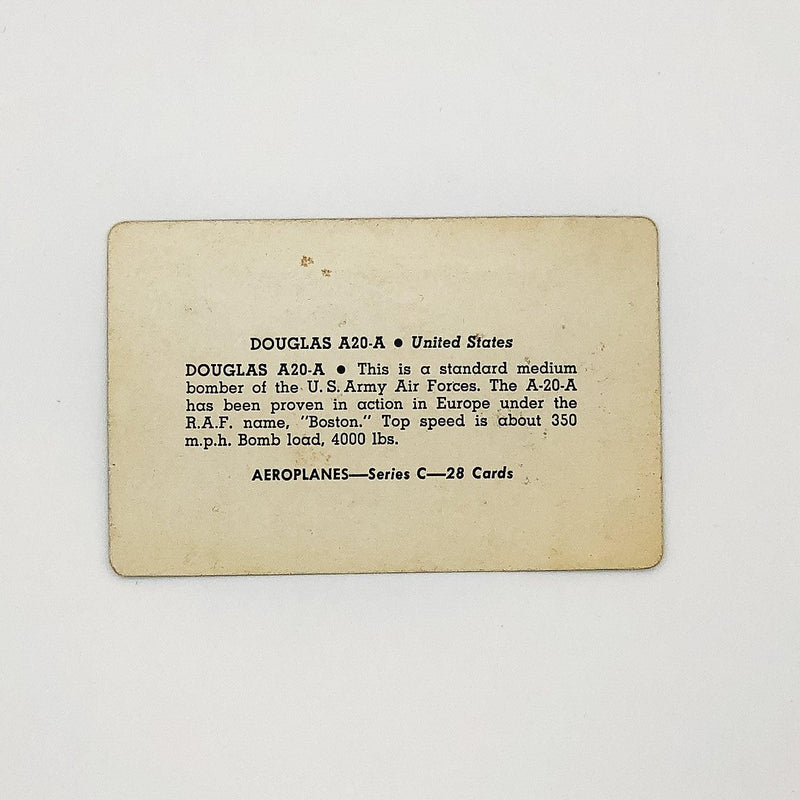 1940s Leaf Card-O Aeroplanes Card Douglas A20-A Series C United States WW2 4