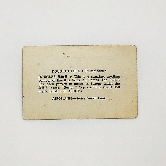 1940s Leaf Card-O Aeroplanes Card Douglas A20-A Series C United States WW2 4