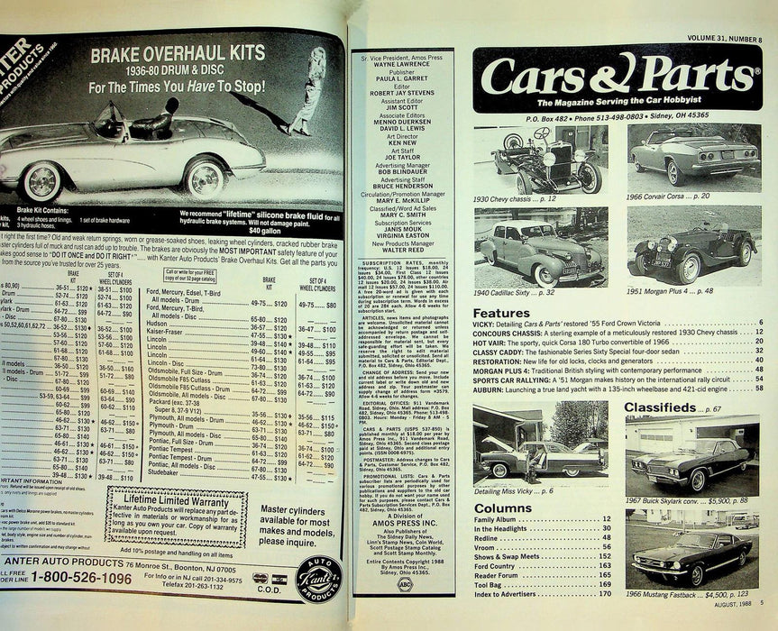 Cars & Parts Magazine August 1988 Vol 31 No 8 Thoroughbred English Sports Car