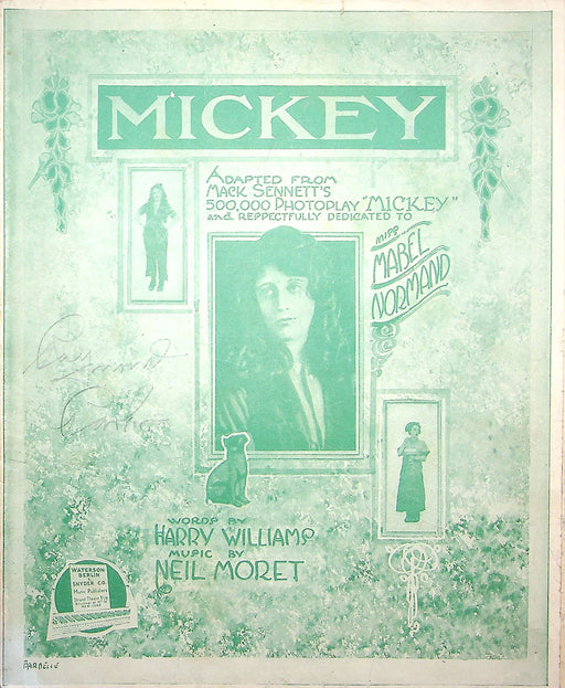 Sheet Music Mickey Miss Mabel Normand Harry Williams Neil Moret 1919 Song 1