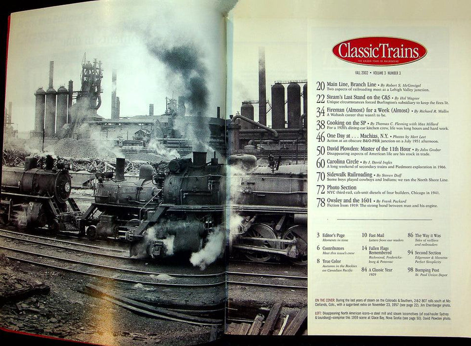 Classic Trains Railroading Magazine Fall 2002 Vol 3 No 3 Steam's Last Stand