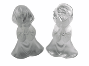 Praying Children Viking Glass Bookends Boy & Girl Figurines Sculptures Prayer 1