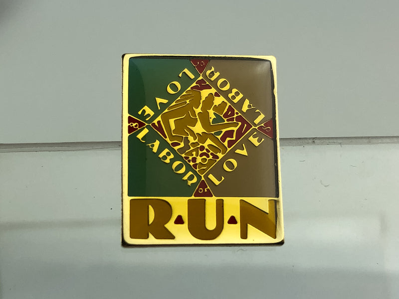 Vintage Labor of Love Run Lapel Pin 1988 Enamel Glazed