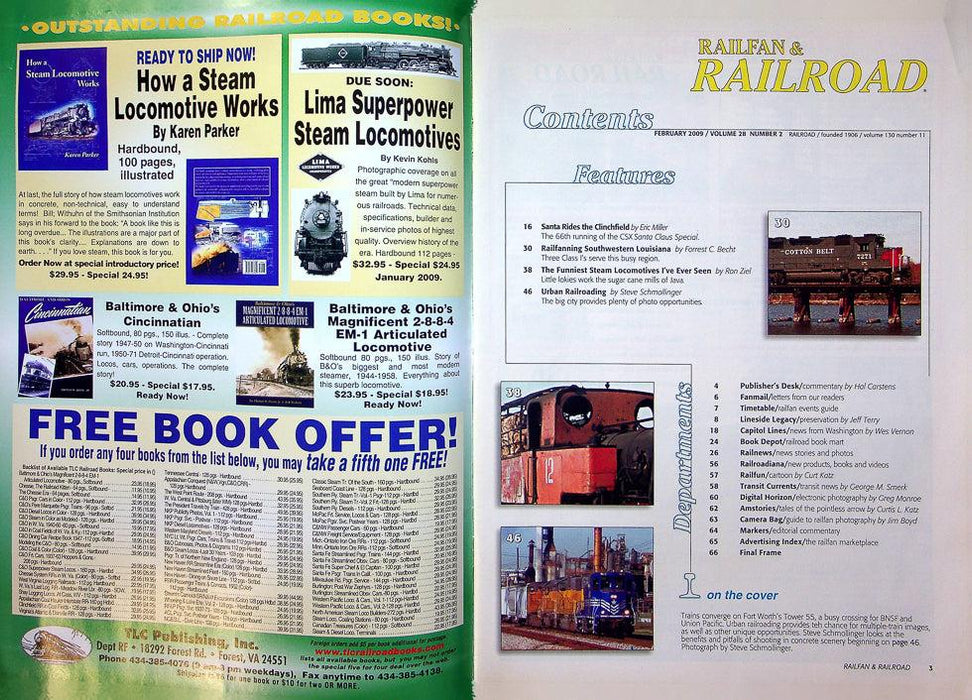 Railfan & Railroad Magazine February 2009 Vol 28 No 2 Urban Railfanning