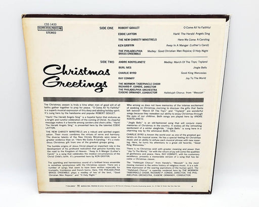 Christmas Greetings 33 RPM LP Record Columbia Special Products 1970 CSS 1433 2