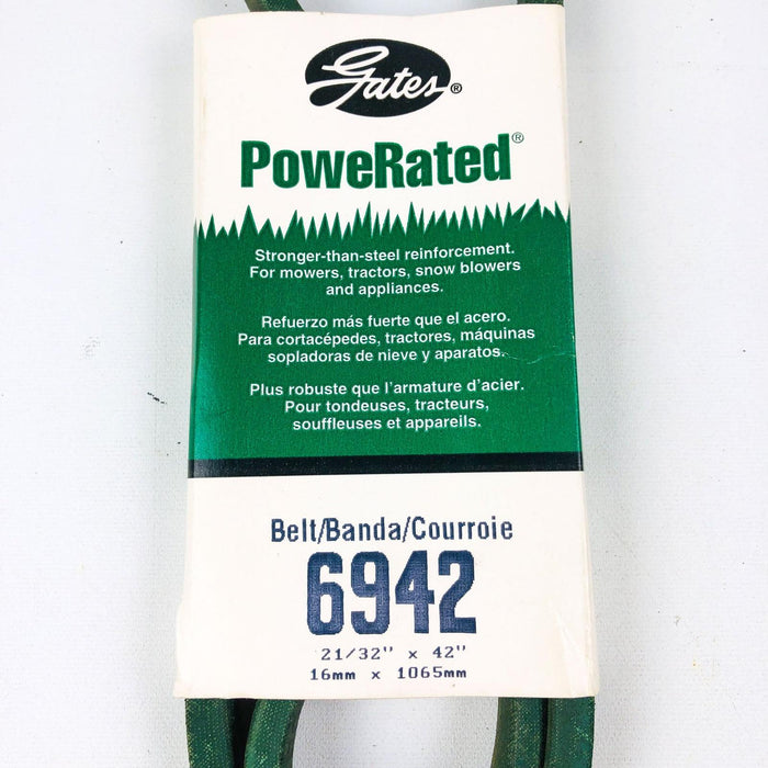 Gates Powerated 6942 21/32 x 42 Lawn Mower V Belt USA Made New NOS 298ET