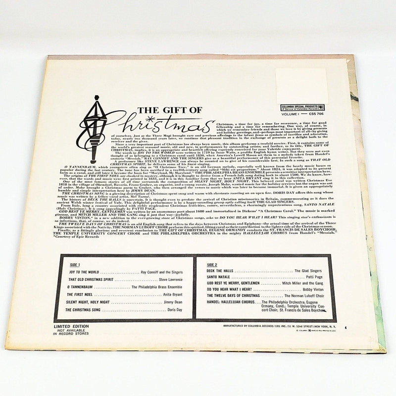 The Gift of Christmas Vol 1 Record Doris Day, Ray Conniff & More Columbia 1972 2