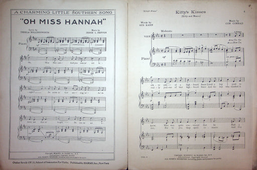 Sheet Music Kitty's Kisses Musical Bartholomae Kahn Harbach Conrad 1926 Piano 2