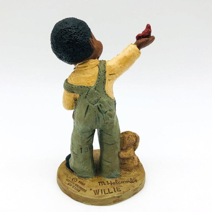 All Gods Children Figurine Willie 1988 African American Boy Holding Red Bird COA 4