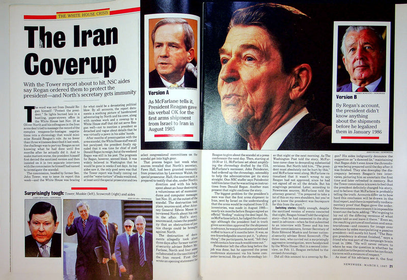 Newsweek Magazine March 2 1987 President Ronald Regan Tower Commission Released