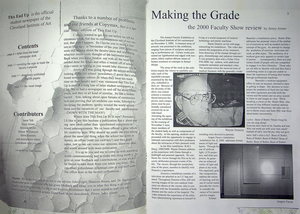 This End Up Magazine Dec 2000 Cleveland Institute Of Art Tran Old School Rock