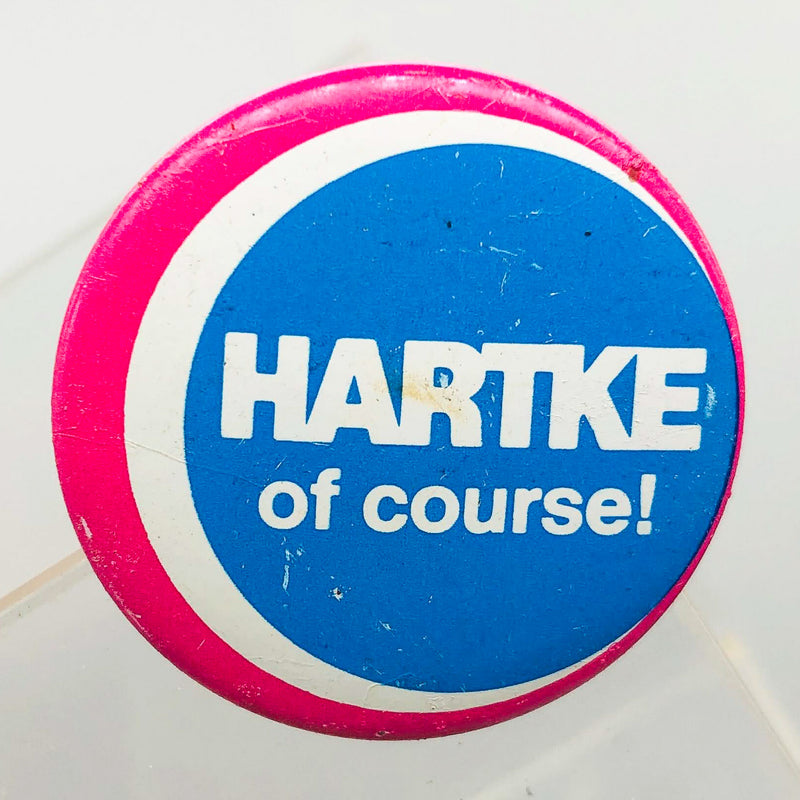 Hartke Of Course Button Pin 1.25" Indiana Senator Presidential Campaign Pink 2