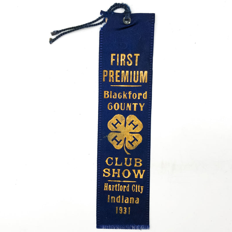 Vintage 4-H Club Show Ribbon First Premium Blackford Hartford Indiana 1930s