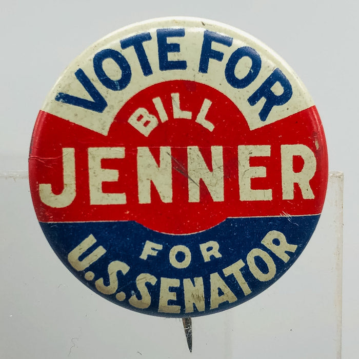 Politician William Jenner Button Pinback 1" Indiana Republican US Senator Union