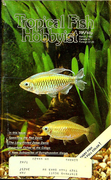 Tropical Fish Hobbyist Magazine March 1981 Vol XXIX No 7 Spawning the Red Devil 1