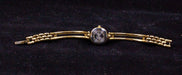 Carriage Round Gold Tone Double Bar Link Band Clasp Wrist Watch R2L 6