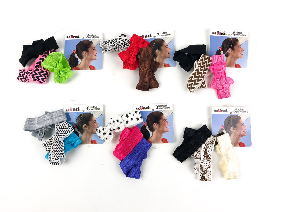 18ct Scunci Hair Ties Knotted Ponytailers Ponytail Holders Bows Ribbons Stars