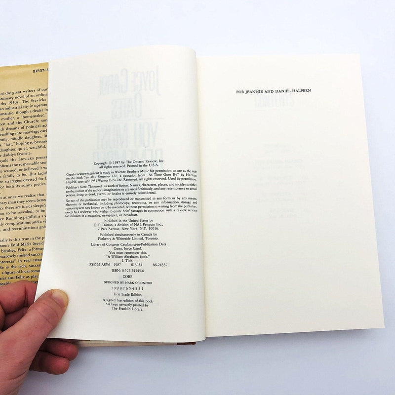 You Must Remember This Hardcover Joyce Carol Oates 1987 Family 1950s Korean Vet 8