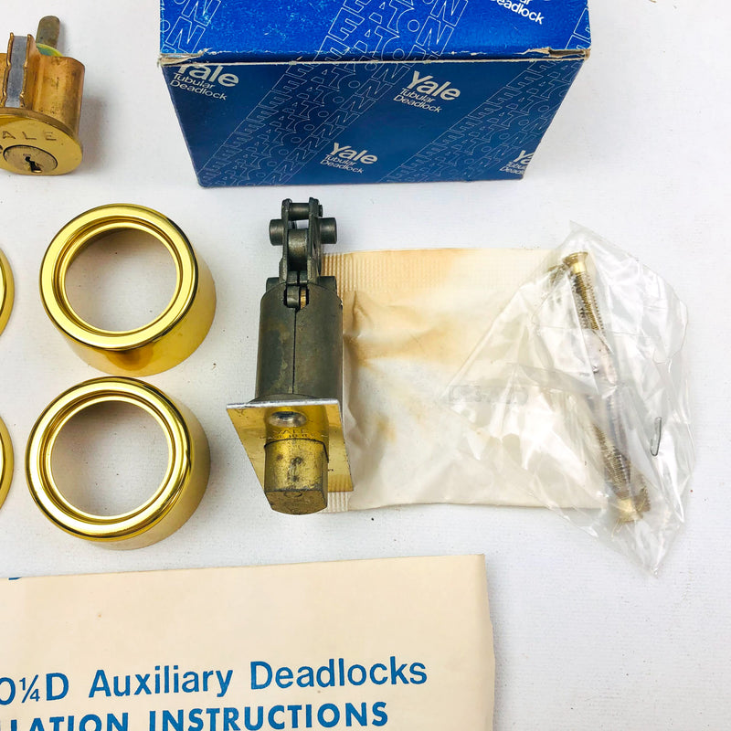 Yale Tubular Deadlock 6 Pin Cylinder Locks 170 1/4 US03 Bright Brass KA2 New NOS