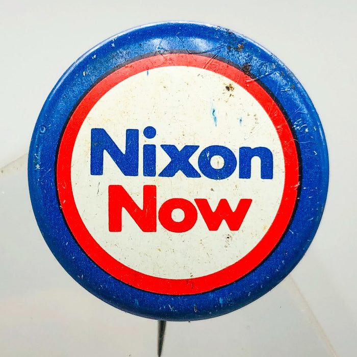 Richard Nixon Now Button Pin 1" Presidential Campaign Politics COADCO Vintage 12