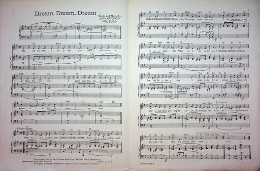 Dream Dream Dream Sheet Music John Redmond Lou Ricca 1946 Piano Vocal Song 2