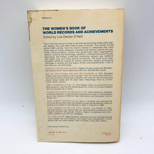 The Womens Book of World Records Achievements Paperback Lois Decker O Neill 1979 2