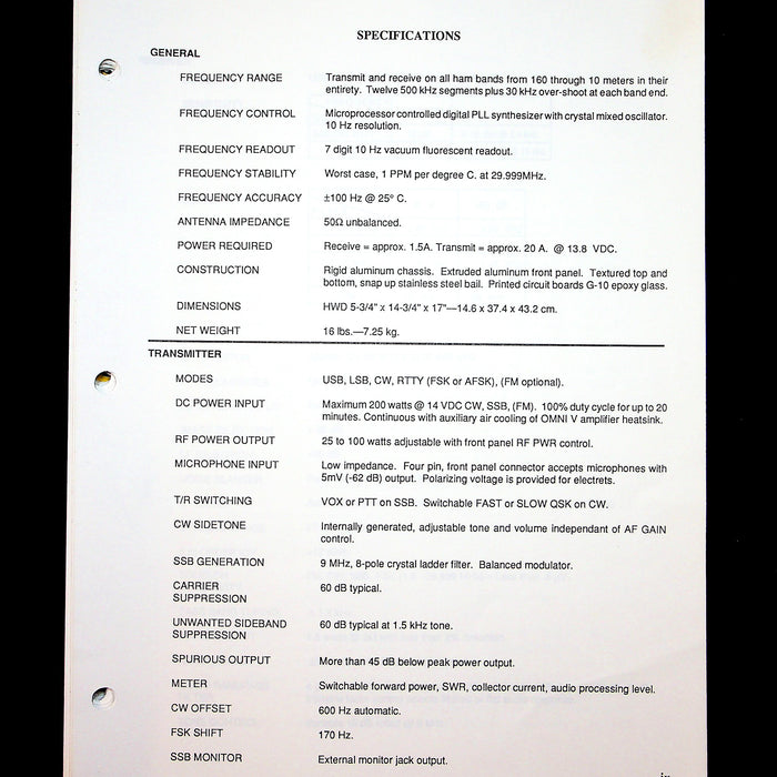 Ten-Tec Model 562 Omni V Operator's Manual