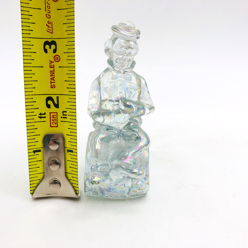 Vintage Moser Glass Clown Figurine The Performer Toby 1982 Signed Clear Slag