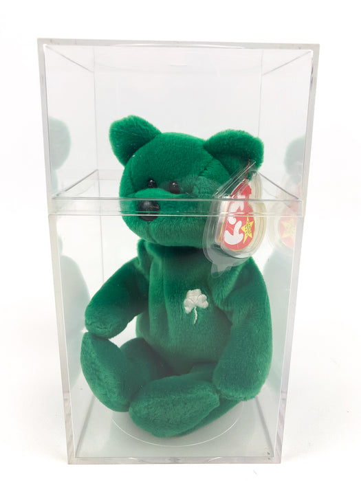 Erin The Bear TY Beanie Baby w/ Many Errors Lucky Shamrock Green 1997 RETIRED