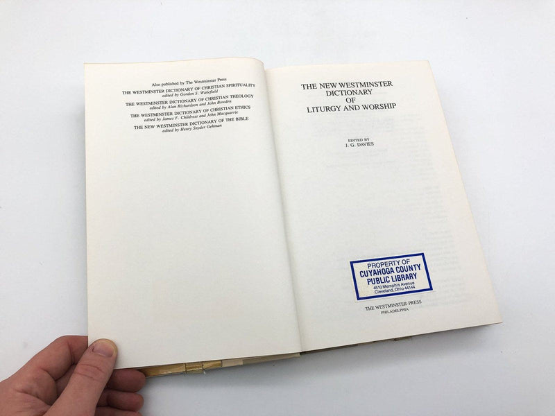Dictionary of Liturgy and Worship J. G. Davies 1986 Westminster Press HC Library 6