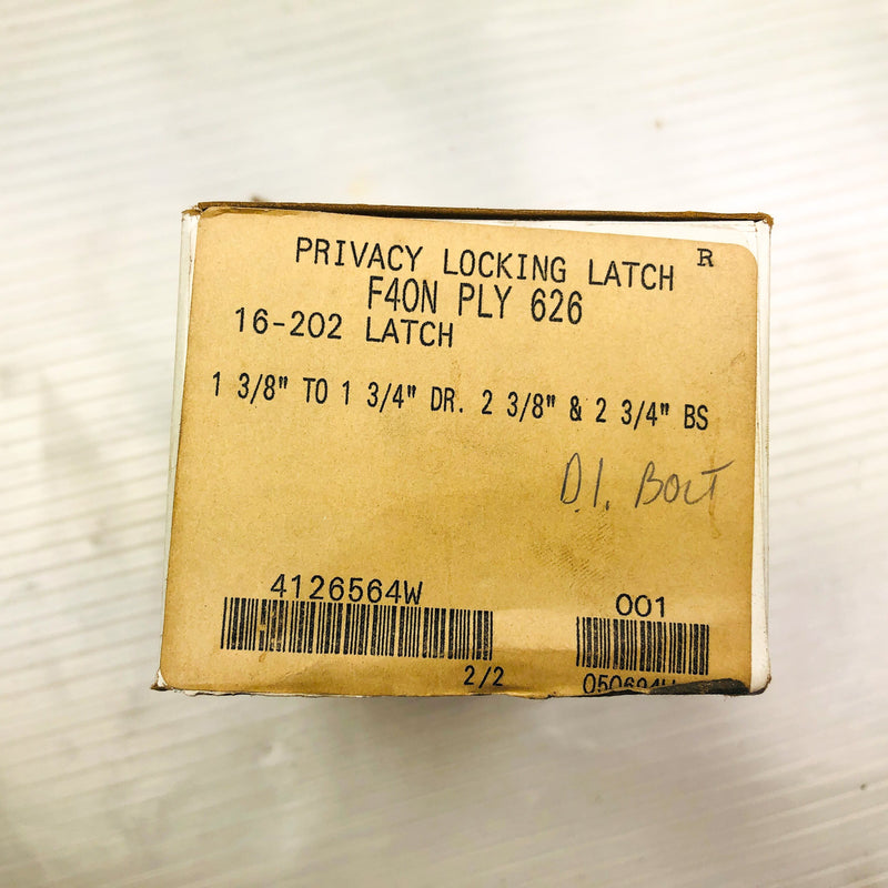 Schlage Privacy Locking Bolt Latch 16-202 Doorknob F40N-00-PLY-626 Satin Chrome