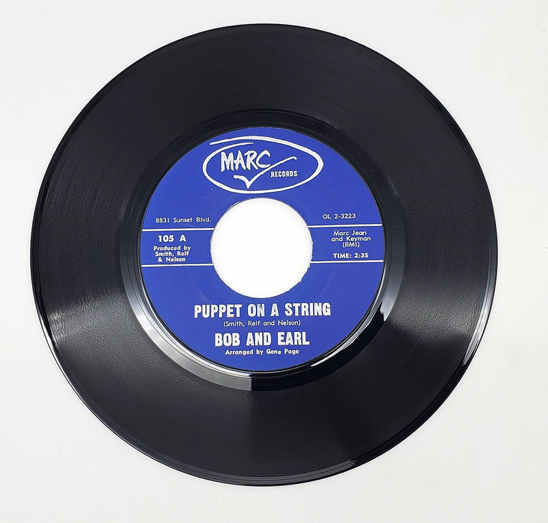 Bob & Earl Puppet On A String 45 RPM Single Record Marc Records 1964 105 1